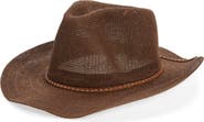Vince Camuto Studded Band Straw Cowboy Hat