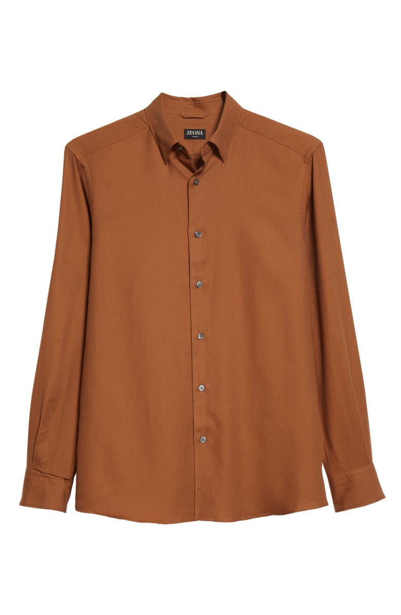 ZEGNA Cotton & Cashmere Button-Up Shirt, Alternate, color, 