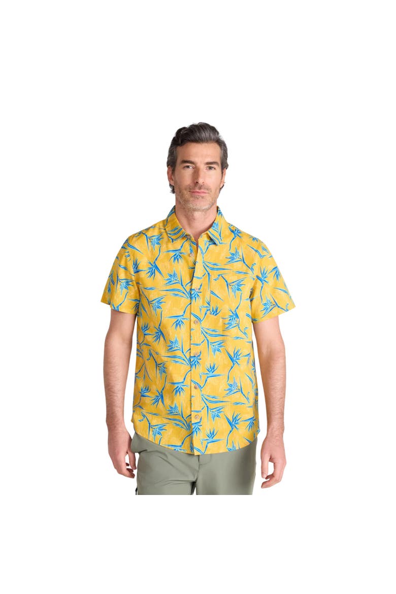 Tropical Tree Branch Short-Sleeved Shirt, Main, color, Mustard