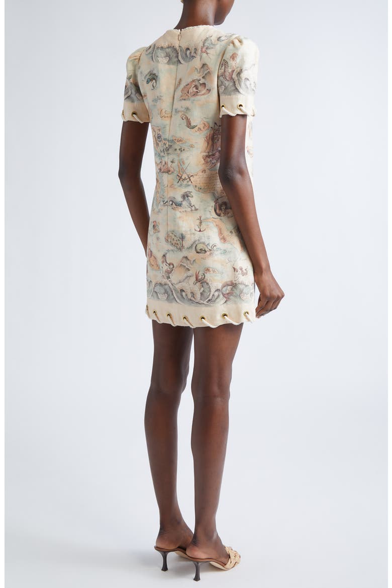 Rebellion Rope Trim Linen Minidress, Alternate, color, TREASURE MAP