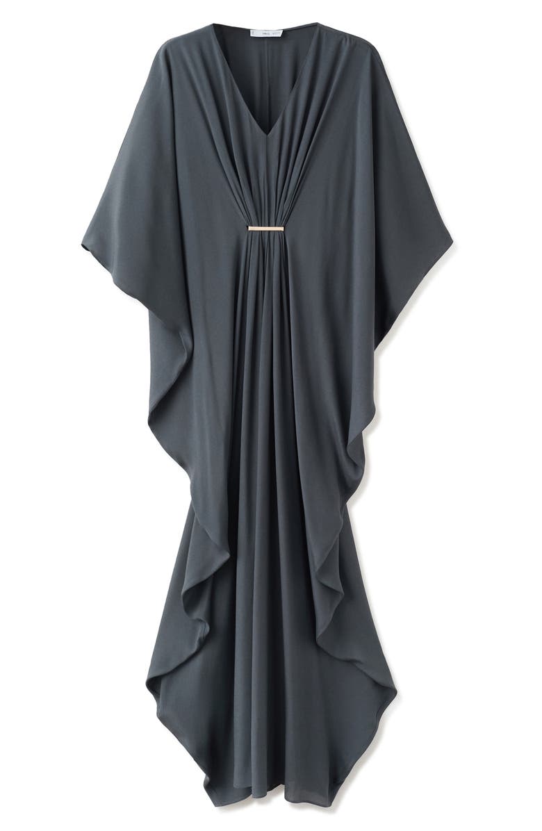 MANGO Drape Maxi Dress, Alternate, color, Charcoal