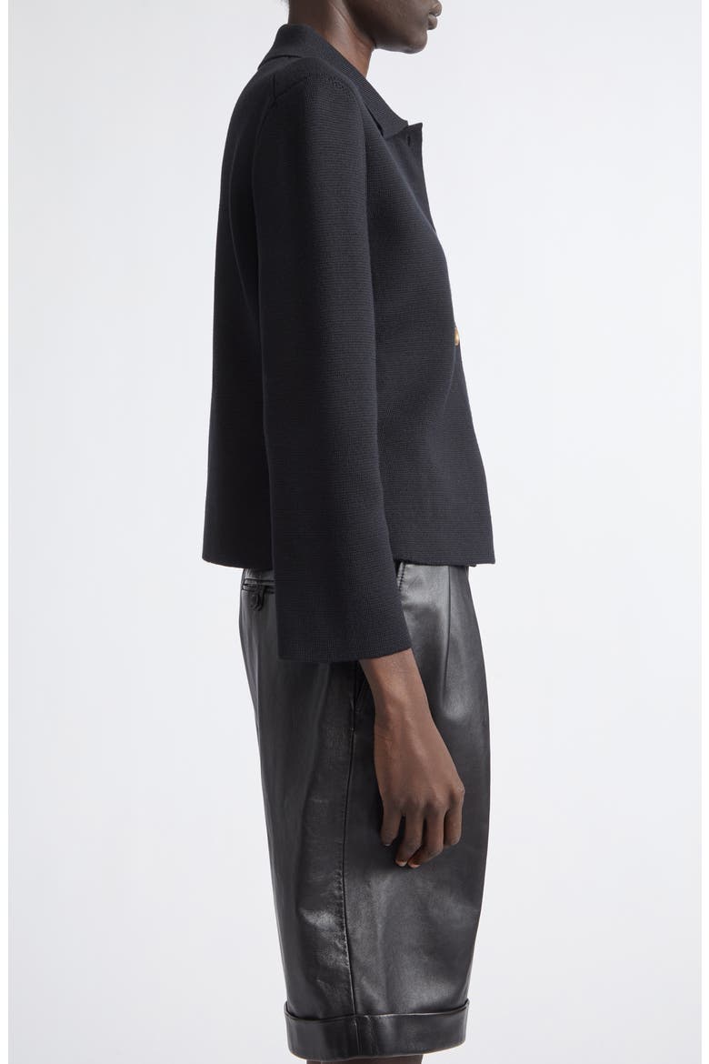 Virgin Wool Polo Cardigan, Alternate, color, NOIR
