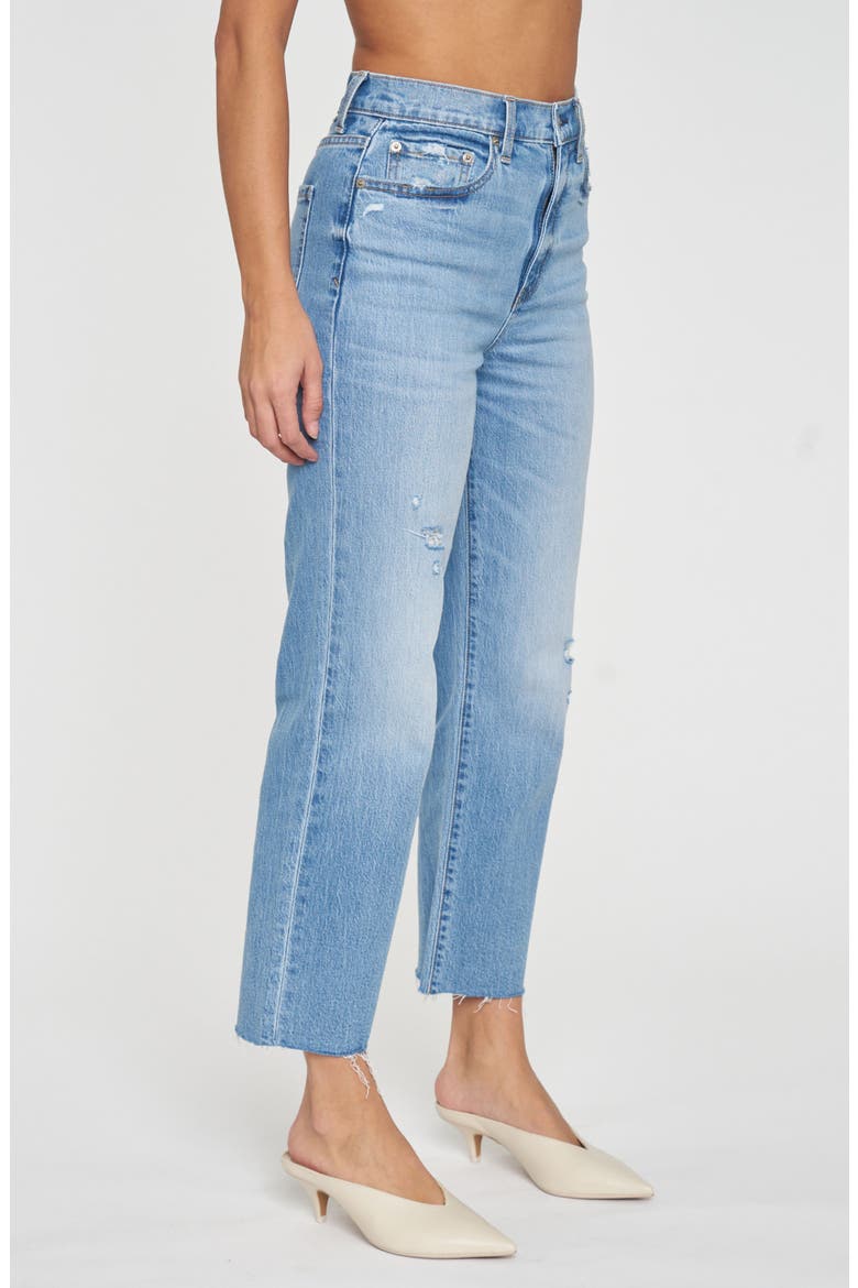 Sundaze Raw Hem High Waist Crop Straight Leg Jeans, Alternate, color, MARINA VINTAGE