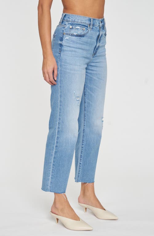 Shop Daze Sun Raw Hem High Waist Crop Straight Leg Jeans In Marina Vintage