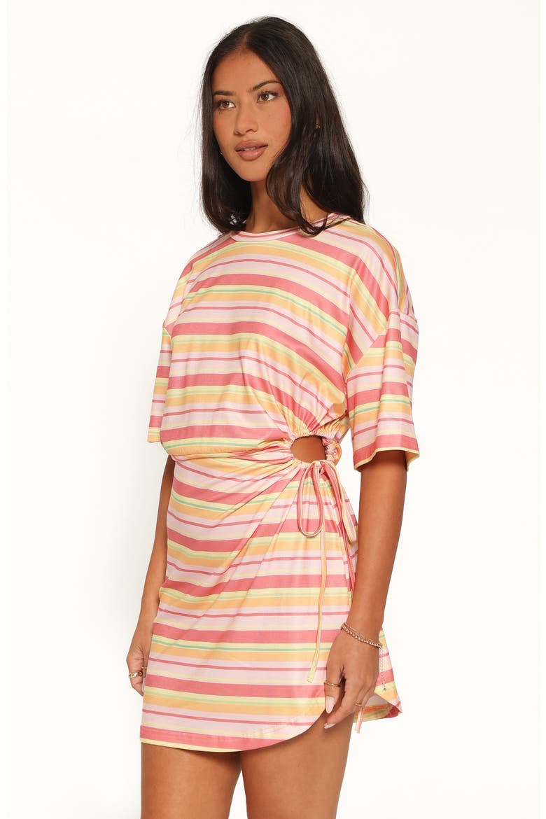 Gerrica Stripe Cutout Minidress, Alternate, color, ORANGE STRIPE