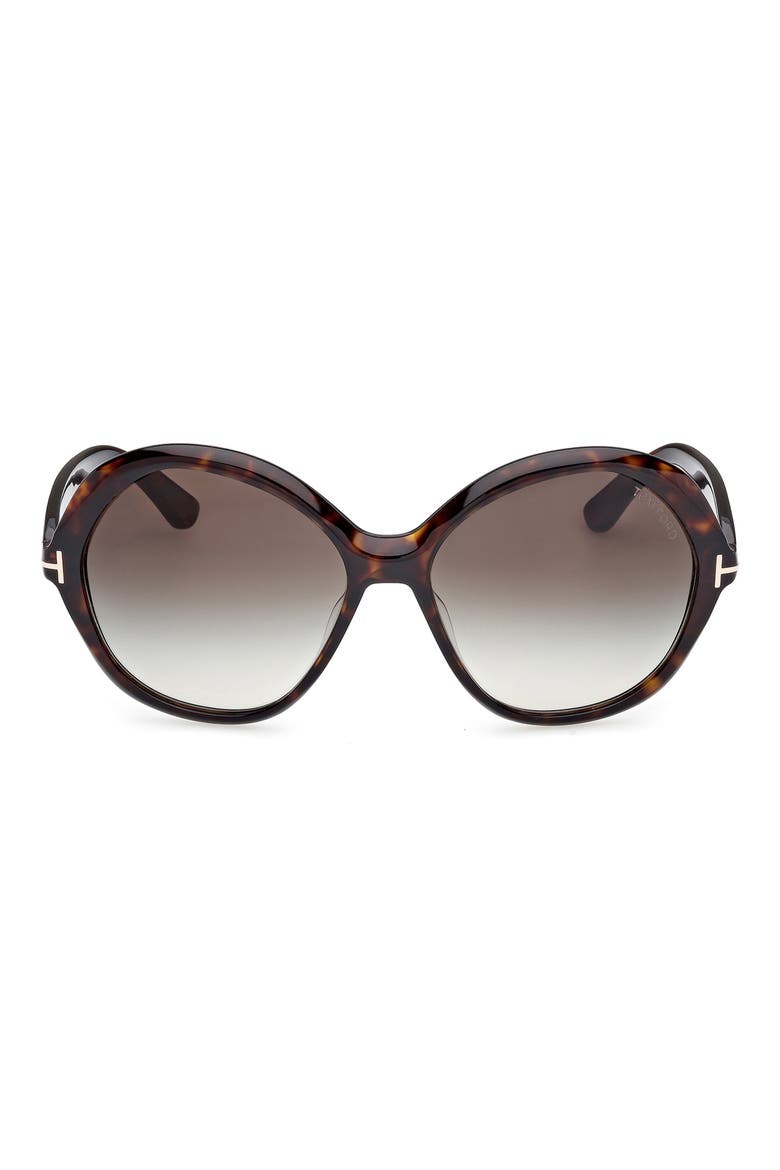 Annabelle 60mm Gradient Round Sunglasses, Main, color, SHINY HAVANA ECO / GRAD SMOKE