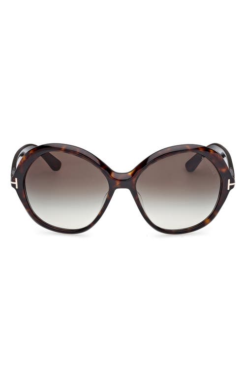 Tom Ford Annabelle 60mm Gradient Round Sunglasses In Brown