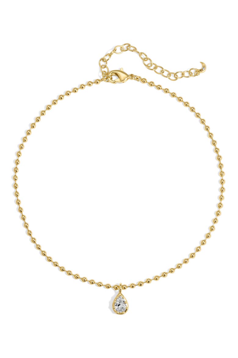 Mini Cleo Pear Anklet, Main, color, GOLD