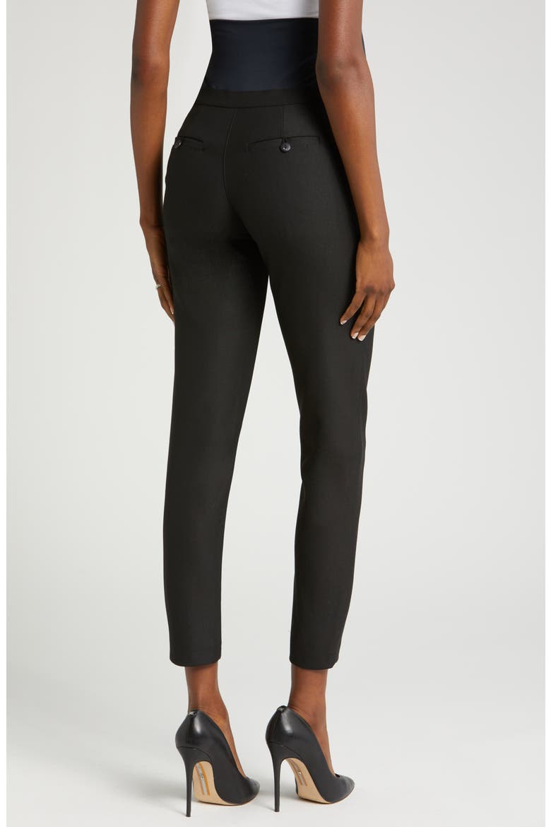 Women's Slim Leg Over-Belly Maternity Dress Pants in Black Italian Stretch Suiting Fabric, Alternate, color, BLACK