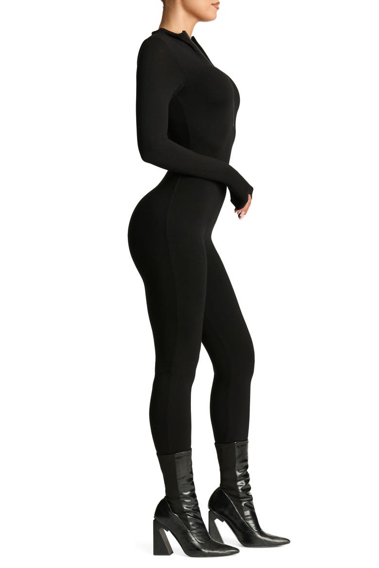 Quarter Zip Jumpsuit, Alternate, color, BLACK