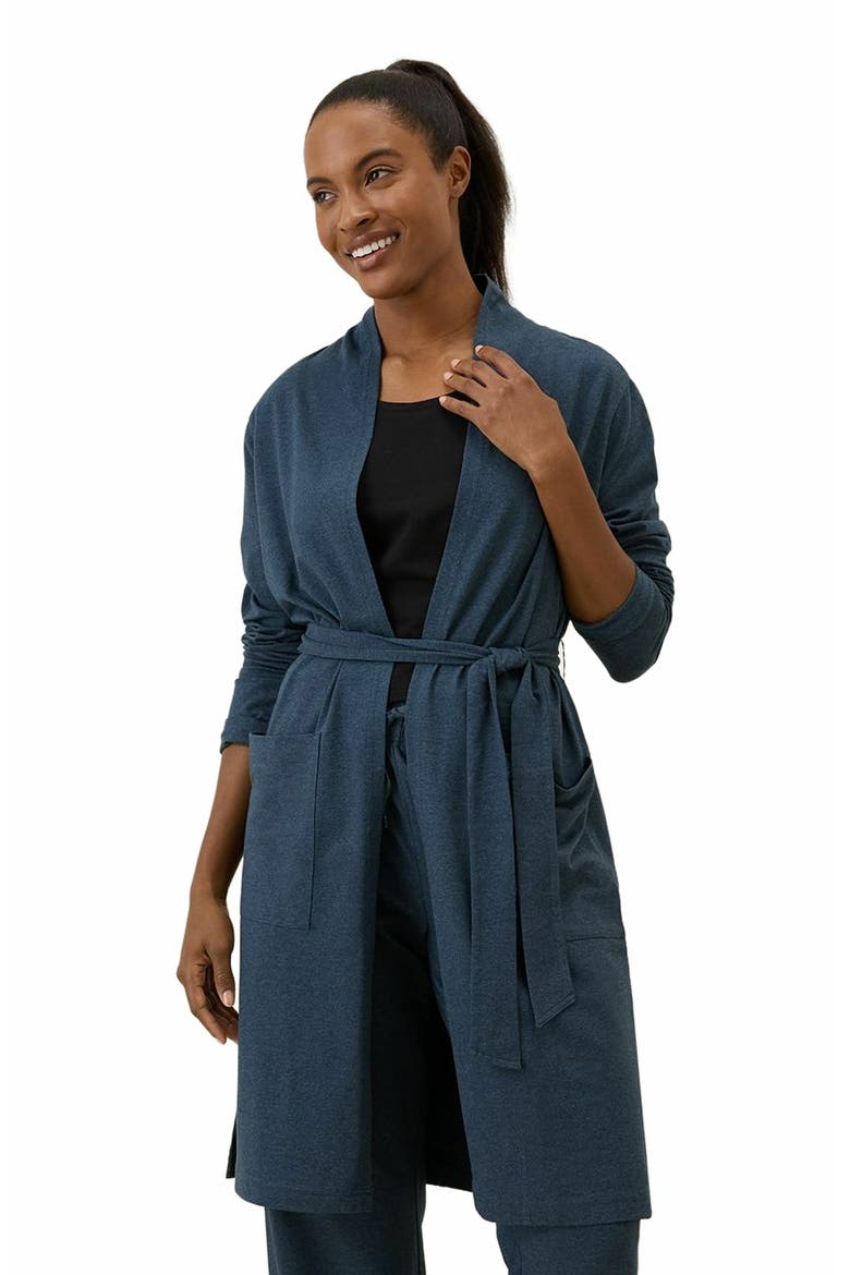 Organic Cotton Cool Stretch Lounge Duster, Main, color, French Navy Heather