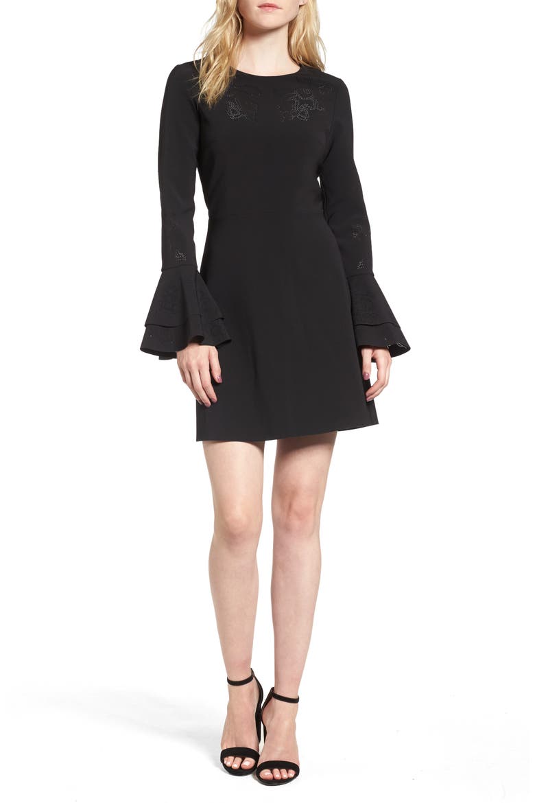 Orlando Ruffle Sleeve Dress, Main, color, BLACK