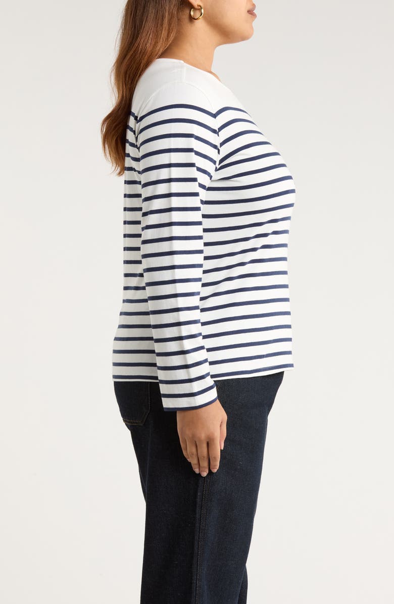 Seasalt Cornwall Sailor Stripe Long Sleeve Organic Cotton T-Shirt, Alternate, color, Falmouth Breton Chalk Maritime