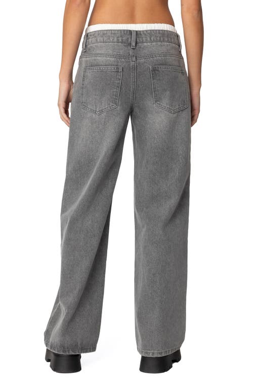 EDIKTED EDIKTED DRAWSTRING BOXER DETAIL WIDE LEG JEANS 