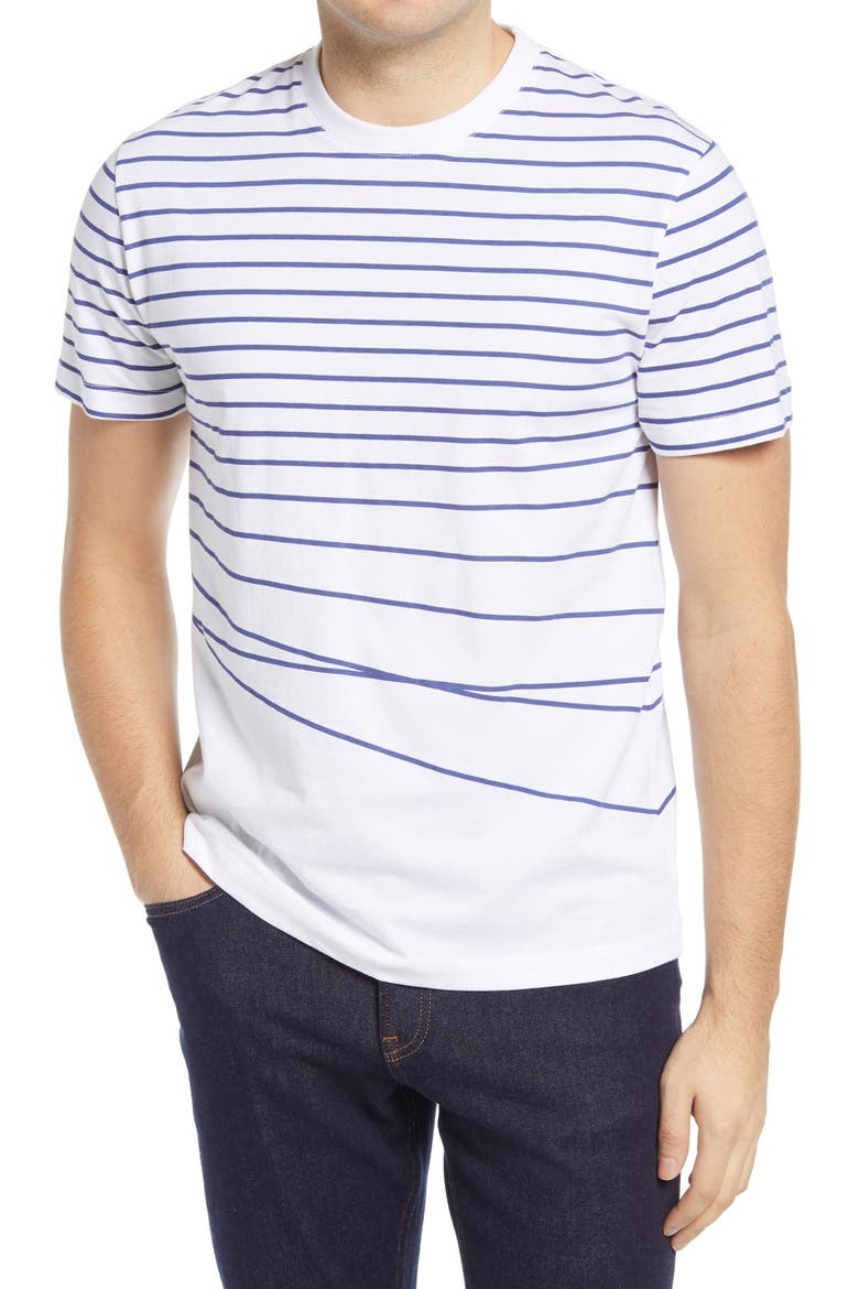 Warped Breton Stripe Men's T-Shirt, Main, color, LINEN WHITE