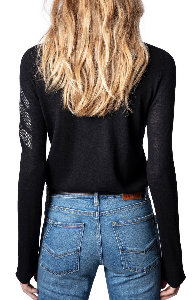Zadig & Voltaire Miss CP Arrow Embellished Cashmere Sweater, Alternate, color,
