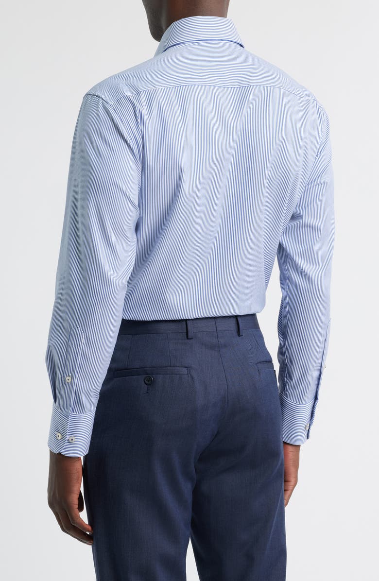 1863 by Eterna Banker Stripe Non-Iron Cotton Twill Dress Shirt, Alternate, color, Blue