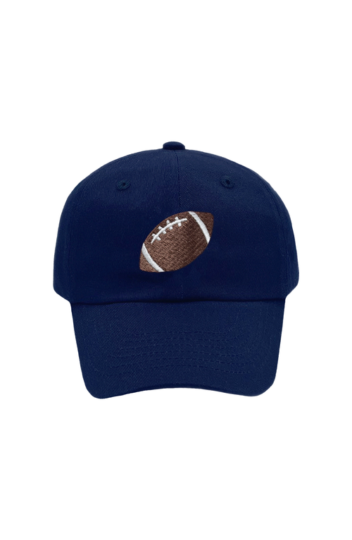 Bits & Bows Football Navy Blue Twill Adult Baseball Hat 