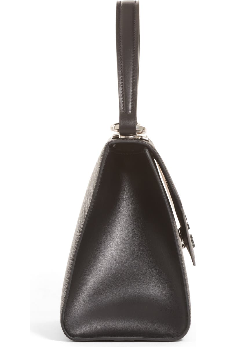 Prada Monochrome Logo Top Handle Leather Handbag, Alternate, color,