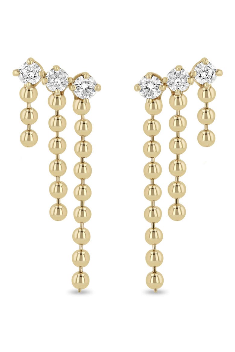 Diamond Beaded Waterfall Drop Earrings, Main, color, 14K YELLOW GOLD