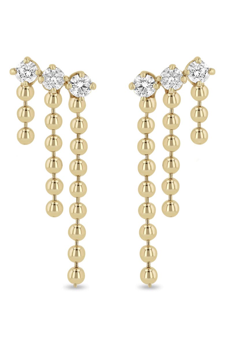 Zoë Chicco Diamond Beaded Waterfall Drop Earrings, Main, color, 14K Yellow Gold