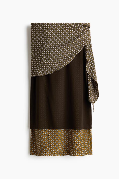 Scarf-detail Layered Skirt