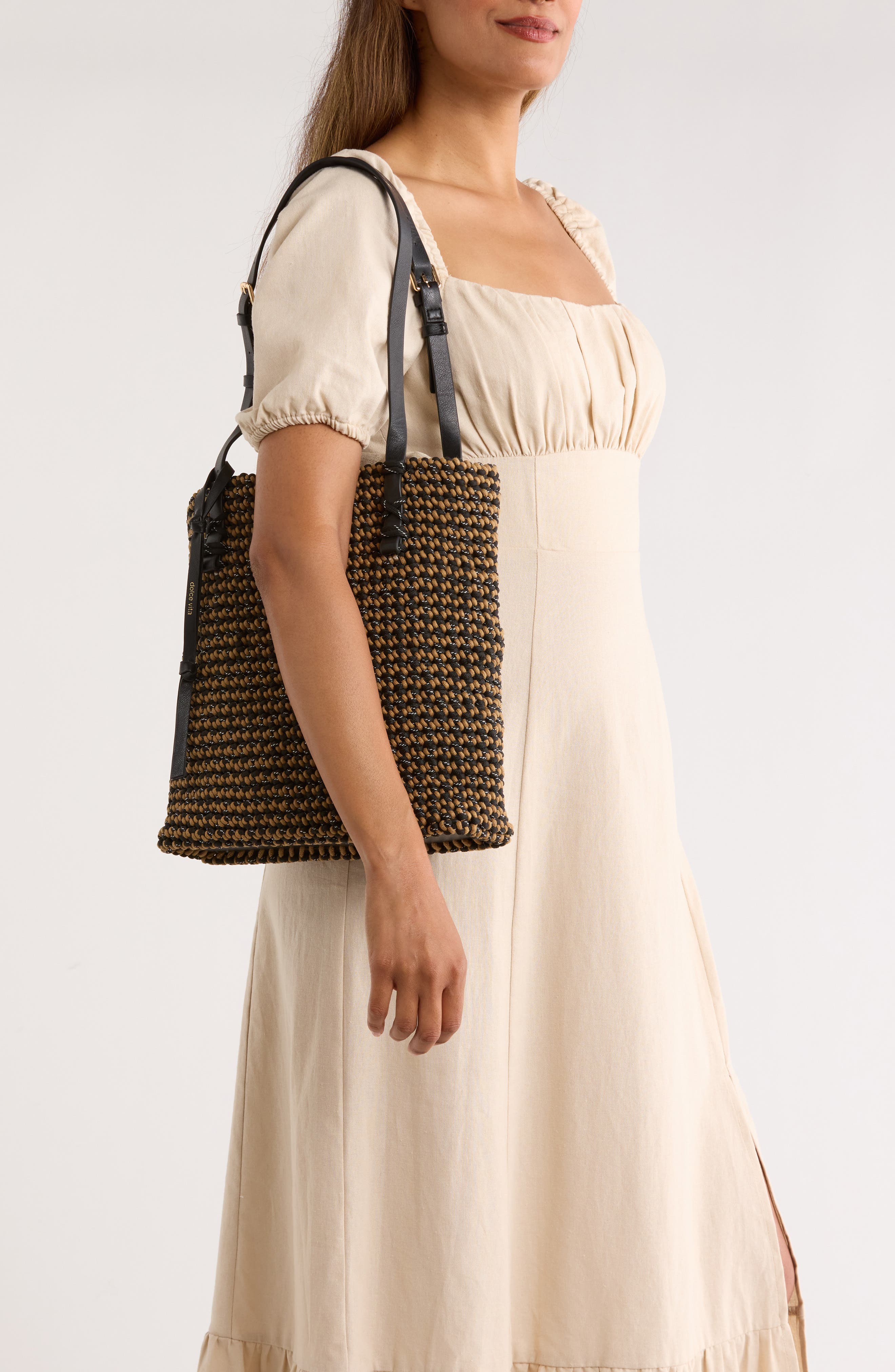 Dolce Vita Woven Cord Tote Bag, Alternate, color, Black