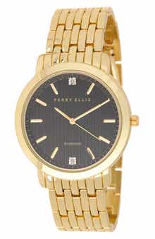 Perry Ellis Slim Diamond Bracelet Watch, 41mm