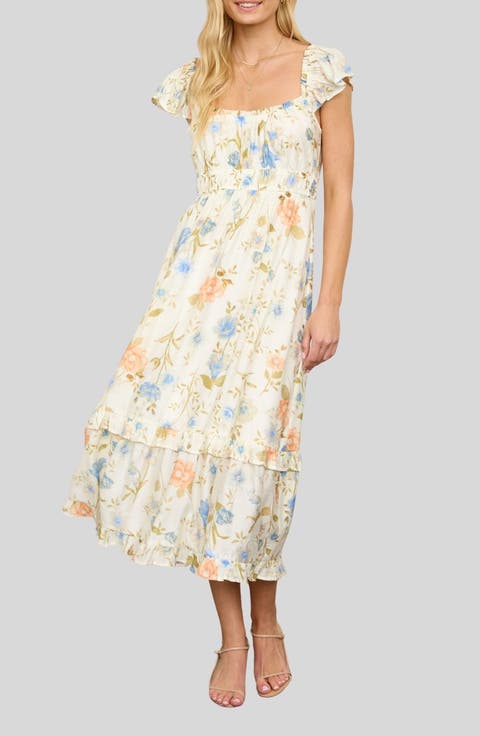 Tiered Floral Midi Dress