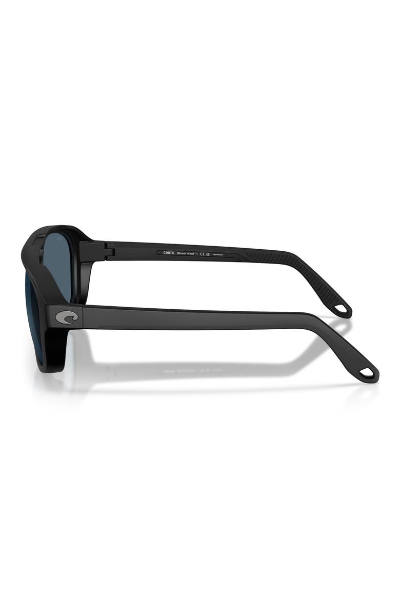 Street Heat 55mm Polarized Rectangular Sunglasses, Alternate, color, MATTE BLACK/ GREY