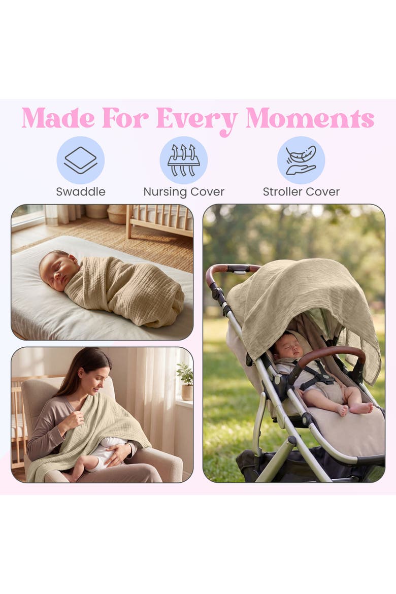 Muslin Baby Blanket, Alternate, color, Brown