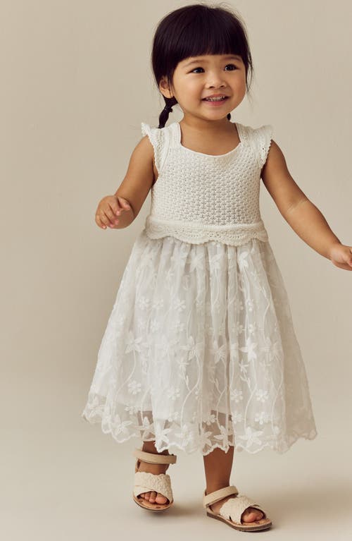 Next Kids' Mixed Media Sundress In White