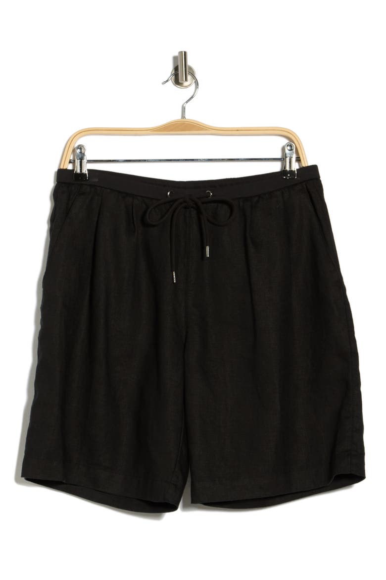 Linen Bermuda Shorts, Alternate, color, BLACK