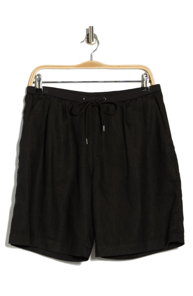 James Perse Linen Bermuda Shorts, Main, color, Black