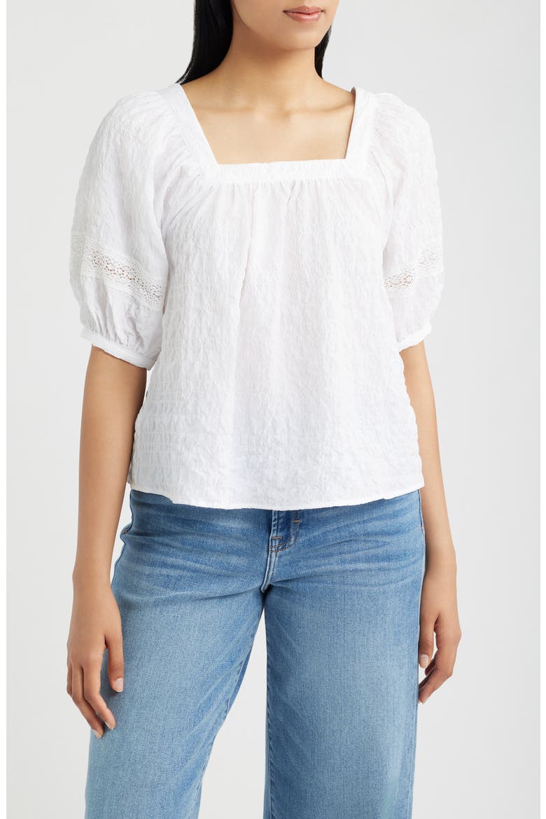 Lace Trim Top, Main, color, WHITE