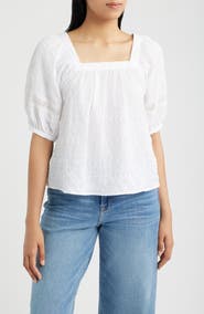 Bobeau Lace Trim Top