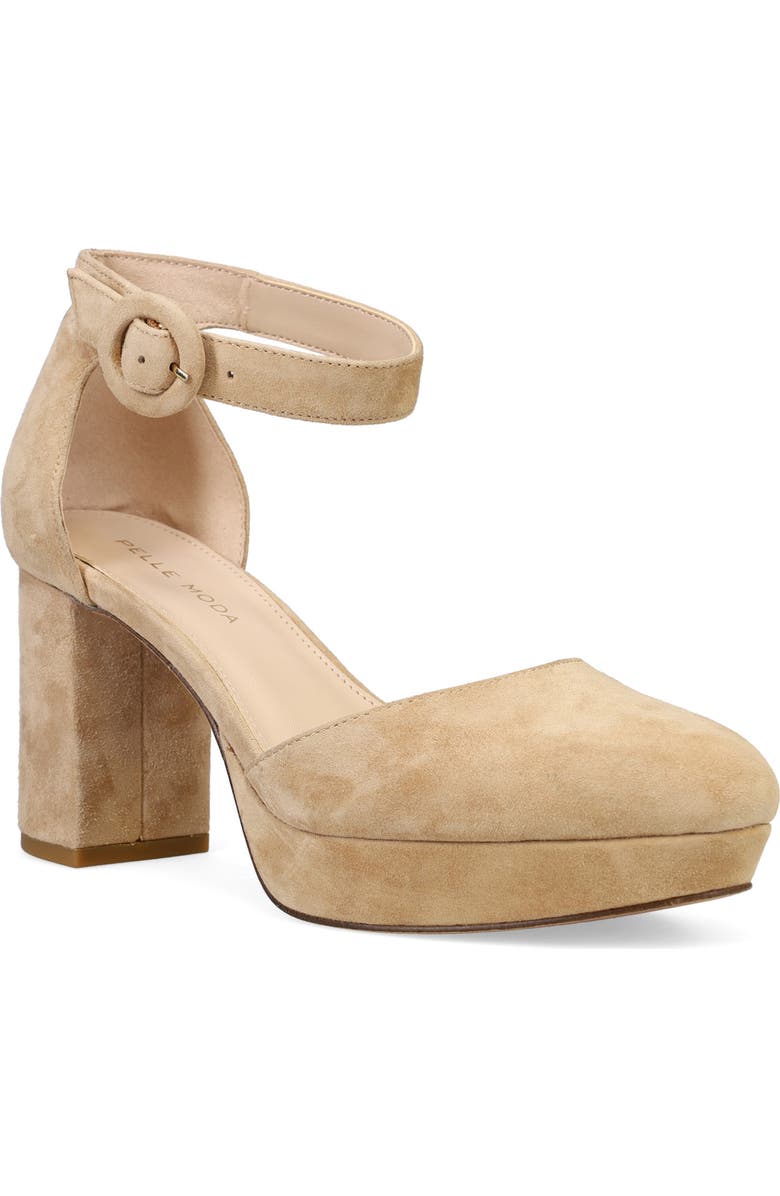 Pelle Moda Lenor Block Heel Platform Pump, Main, color, Latte