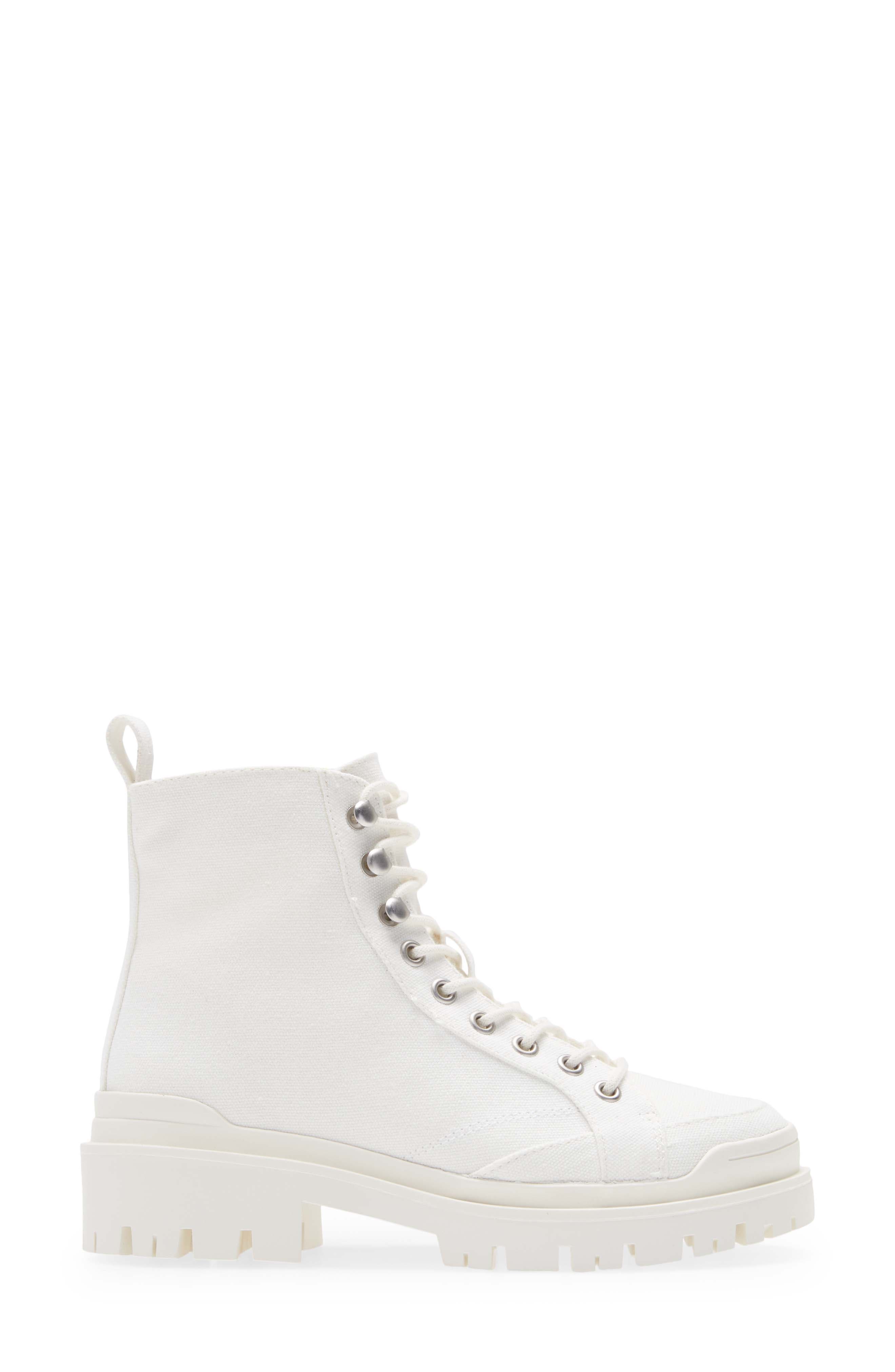 Essey Lace-Up Lug Bootie, Alternate, color, WHITE