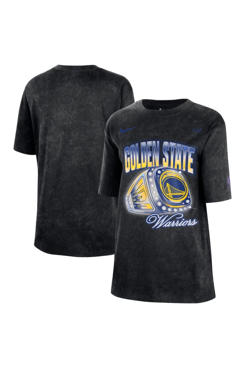 Women's Nike Black Golden State Warriors Courtside Original Content Vintage Washed Boyfriend T-Shirt, Main, color, Black