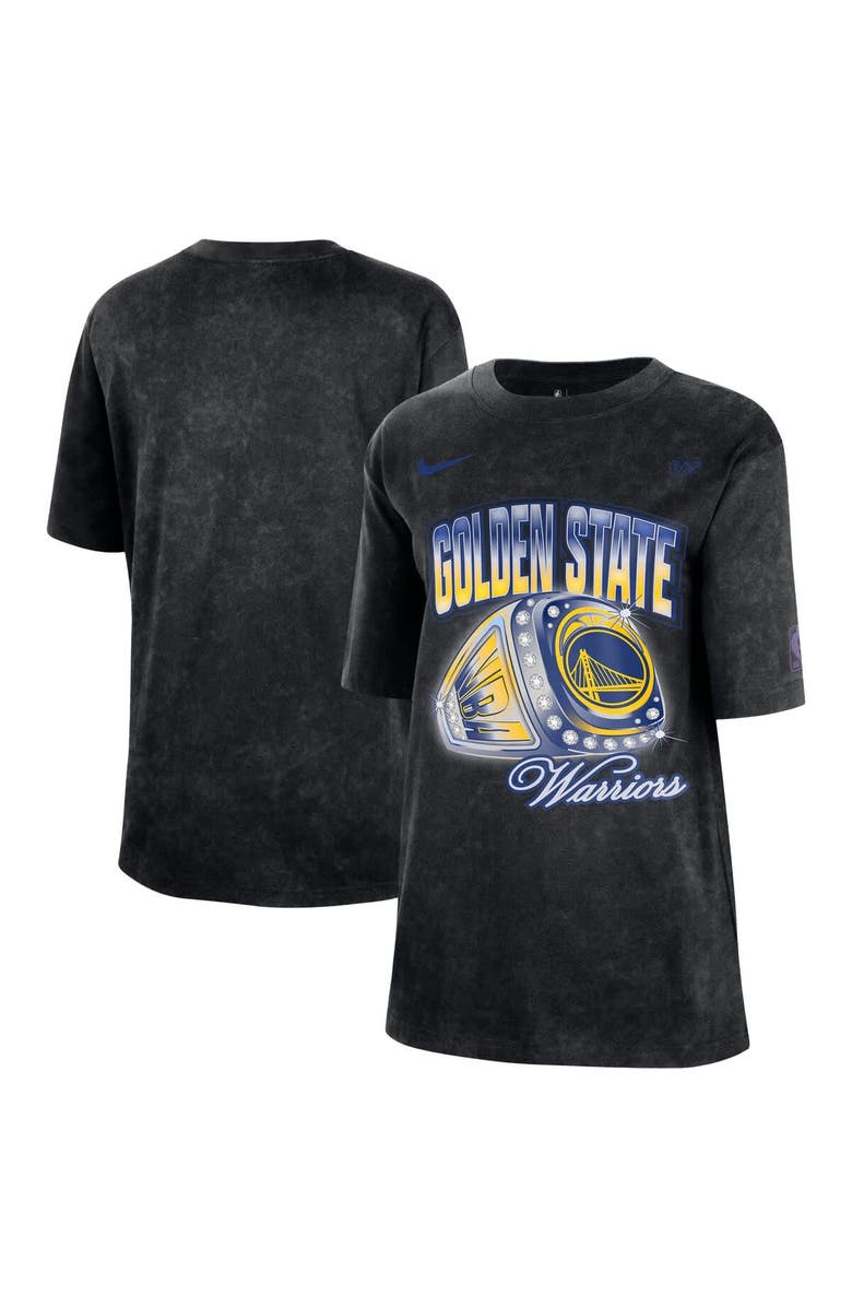 Nike Women's Nike Black Golden State Warriors Courtside Original Content Vintage Washed Boyfriend T-Shirt, Main, color, Black