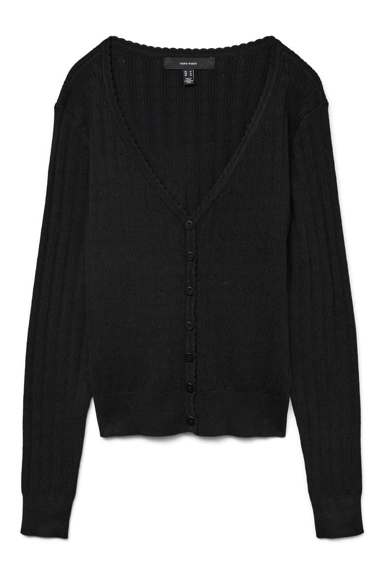 Willow Scallop Cardigan, Alternate, color, BLACK