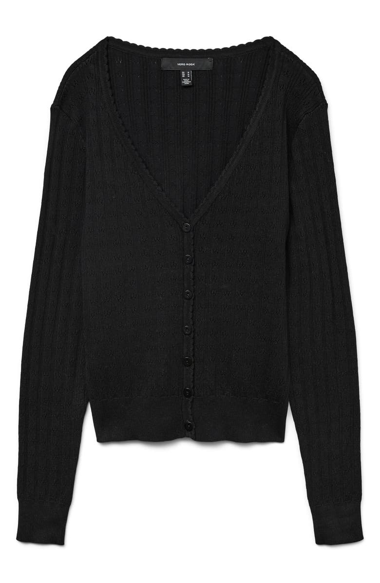 VERO MODA Willow Scallop Cardigan, Alternate, color, Black