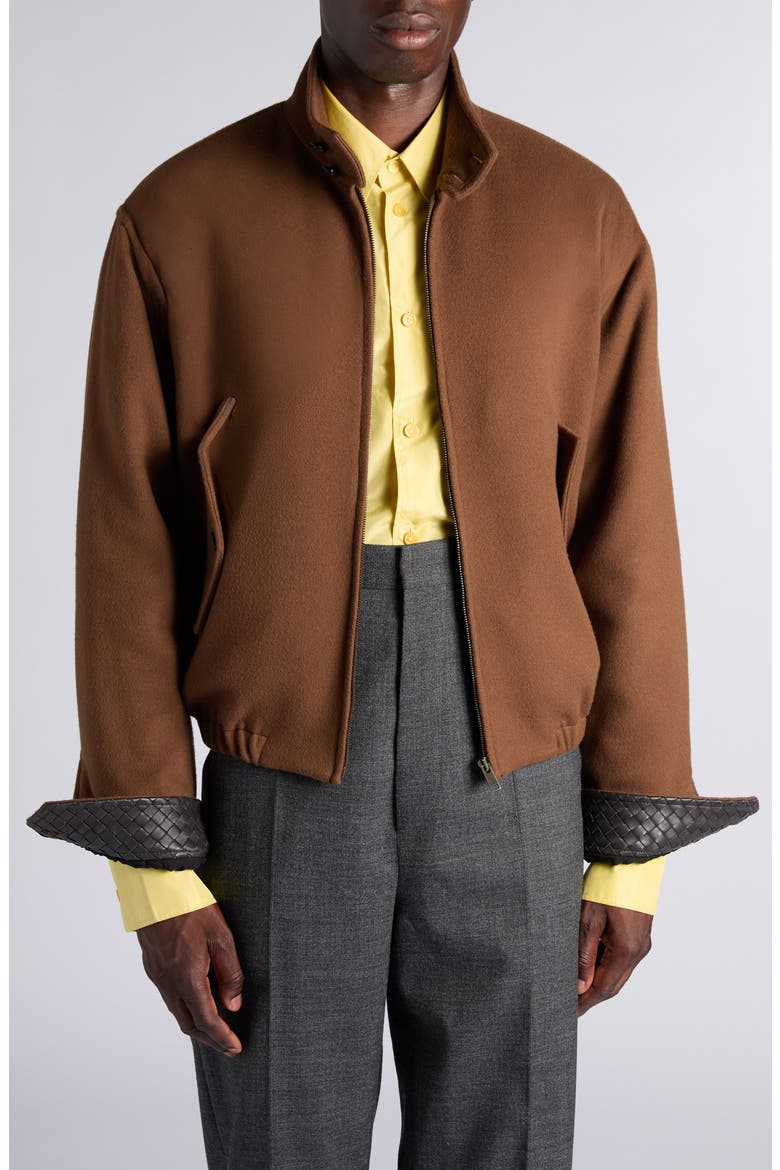 Brushed Wool & Cashmere Blouson Jacket, Alternate, color, 2201 SEPIA BROWN