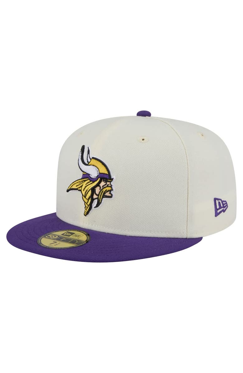 New Era Men's New Era  Cream/Purple Minnesota Vikings Main 59FIFTY Fitted Hat, Alternate, color, 
