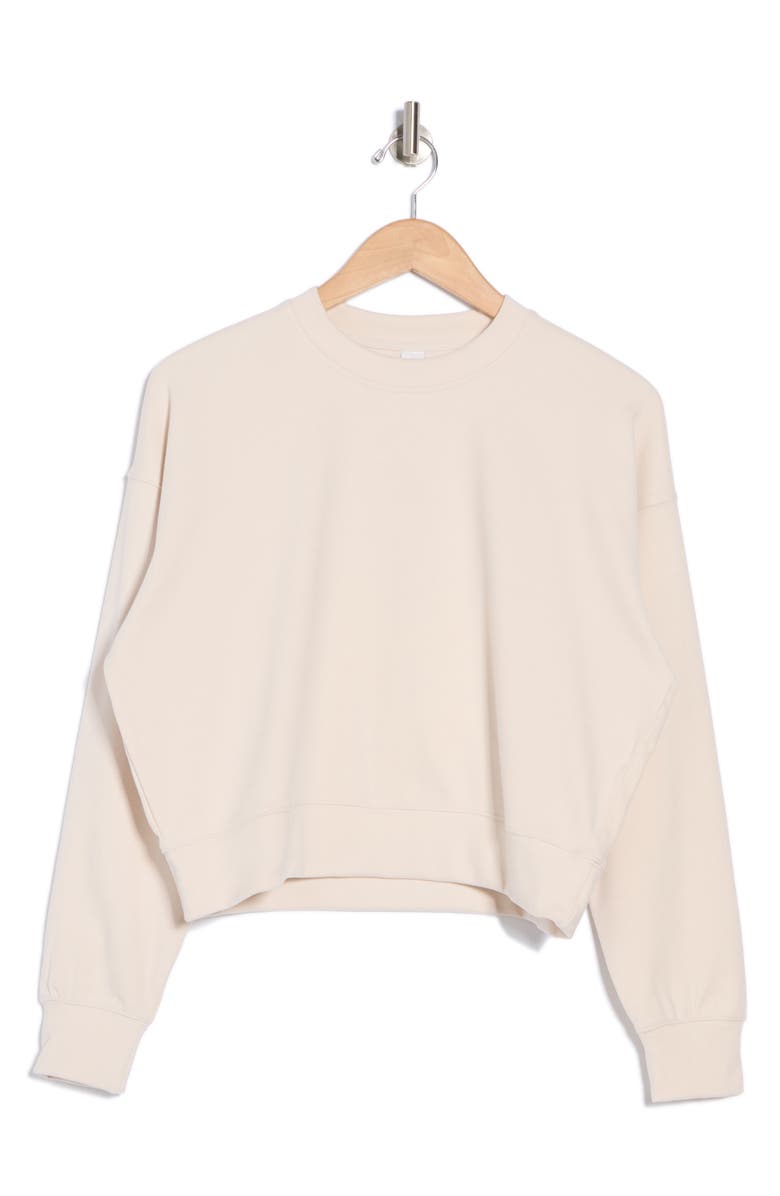 90 DEGREE BY REFLEX Tranquility Marled Piqué Cropped Sweatshirt, Main, color, 