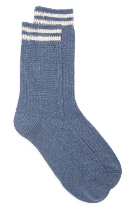 Waffle Texture Cotton Blend Crew Socks