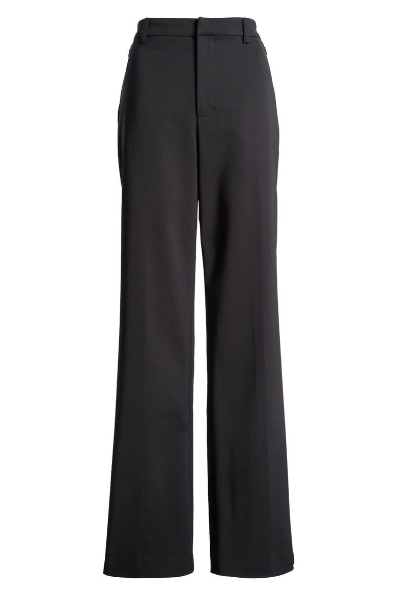 Cotton Blend Straight Leg Pants, Alternate, color, BLACK001