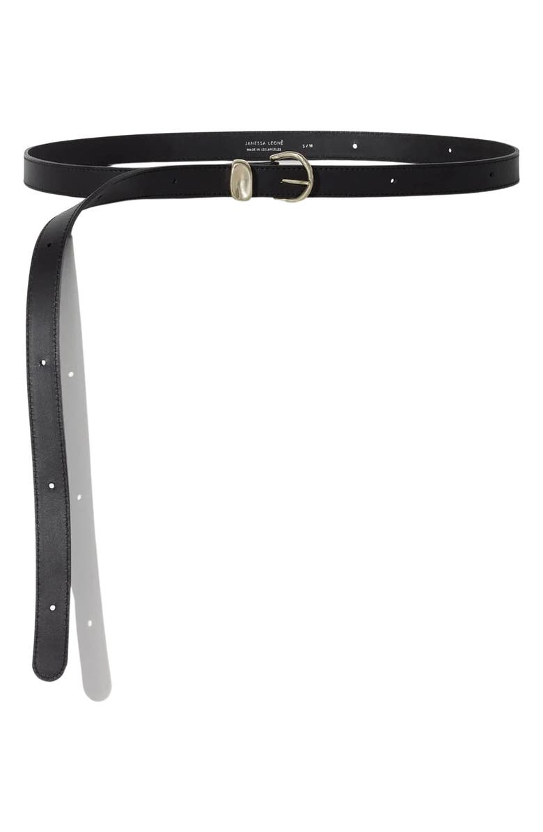 Janessa Leoné Myra Leather Wrap Belt, Alternate, color, Black