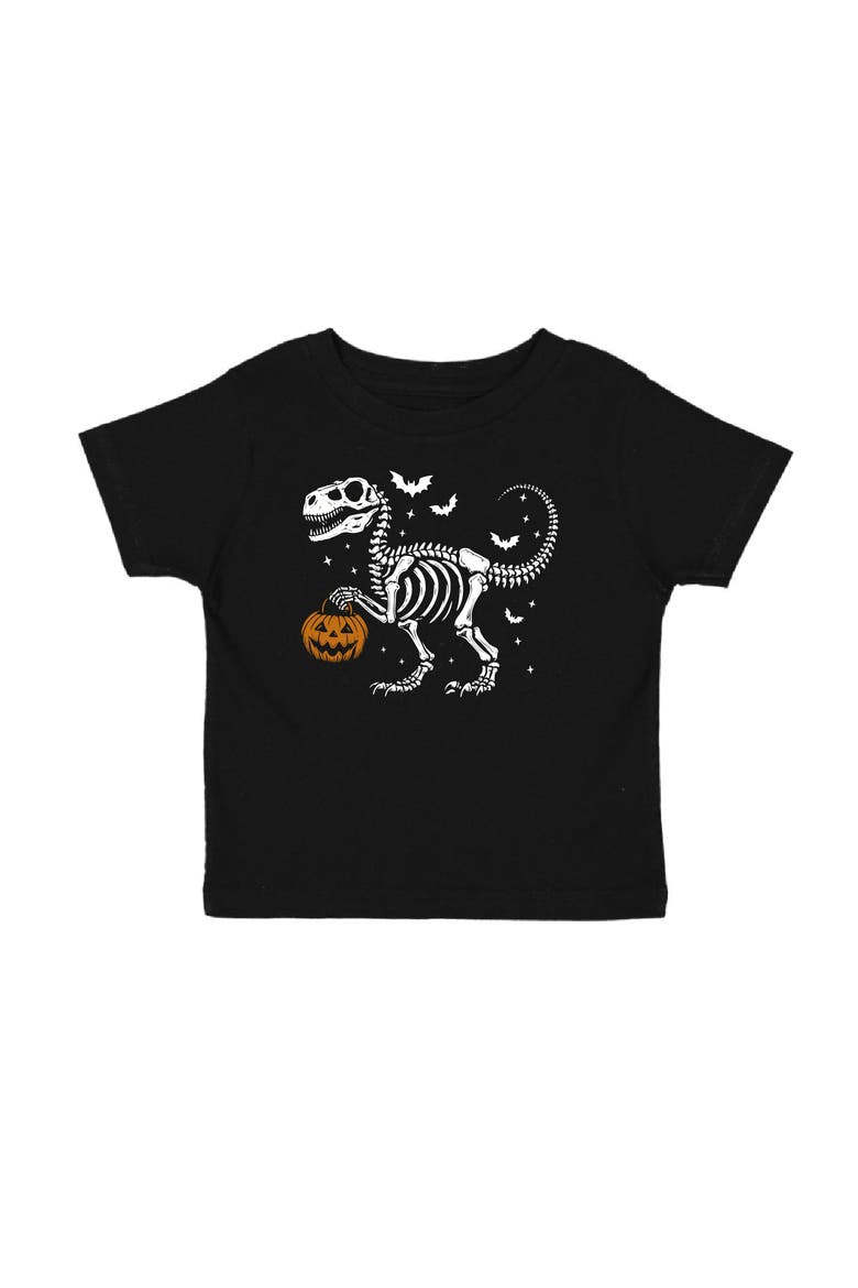 Dinosaur Skeleton Halloween Short Sleeve T-Shirt, Main, color, Black