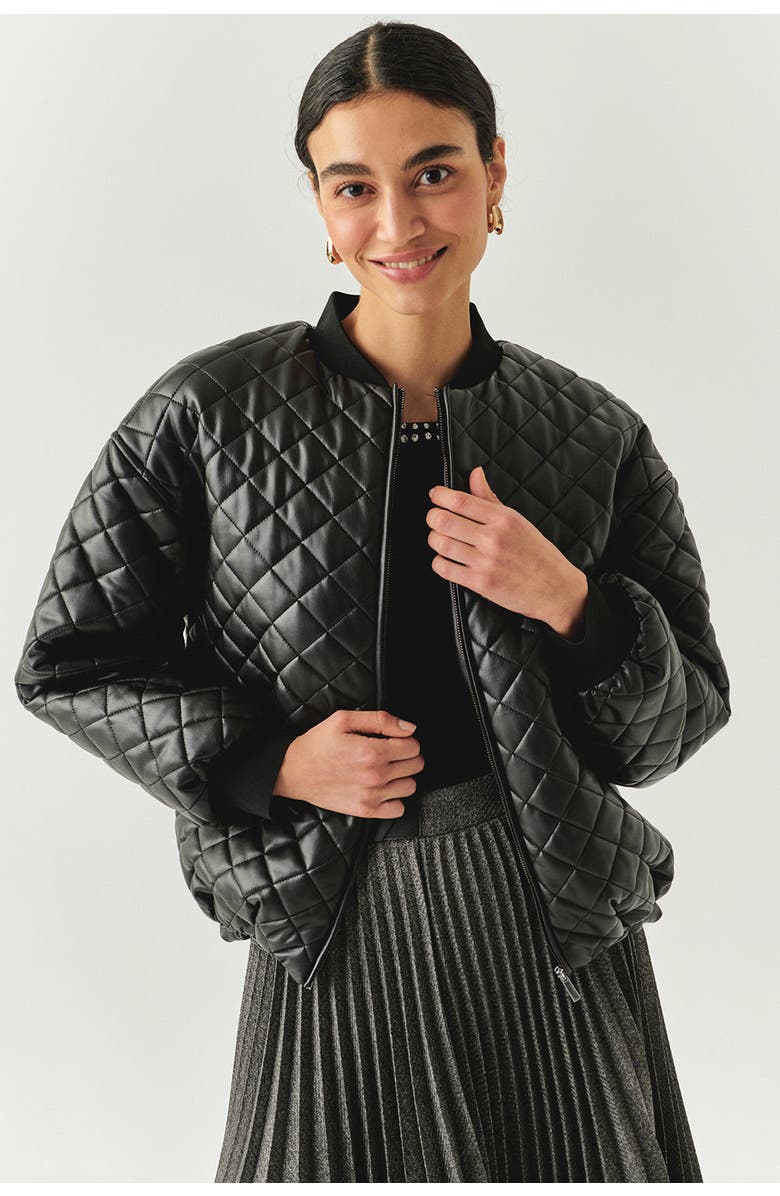 Exquise Dulce Quilted Faux Leather Jacket, Main, color, Black